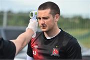 10 June 2020; Patrick McEleney has his temperature taken ahead of a Dundalk training session at Oriel Park in Dundalk, Louth. Following approval from the Football Association of Ireland and the Irish Government, the four European qualified SSE Airtricity League teams resumed collective training. On March 12, the FAI announced the cessation of all football under their jurisdiction upon directives from the Irish Government, the Department of Health and UEFA, due to the outbreak of the Coronavirus (COVID-19) pandemic. Photo by Ben McShane/Sportsfile