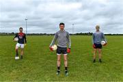10 June 2020; Athy and Kildare team-mates, from left, Niall Kelly, David Hyland and Kevin Feely photographed before a training session at a community pitch in Athy, Kildare. Following restrictions imposed by the Irish Government and the Health Service Executive in an effort to contain the spread of the Coronavirus (COVID-19) pandemic, all GAA facilities closed on March 25. Pitches are due to fully open to club members for training on June 29, and club matches provisionally due to start on July 31 with intercounty matches due to to take place no sooner that October 17. Photo by Piaras Ó Mídheach/Sportsfile