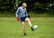 10 June 2020; Kevin Feely during a training session with his Athy and Kildare team-mates David Hyland and Niall Kelly at a community pitch in Athy, Kildare. Following restrictions imposed by the Irish Government and the Health Service Executive in an effort to contain the spread of the Coronavirus (COVID-19) pandemic, all GAA facilities closed on March 25. Pitches are due to fully open to club members for training on June 29, and club matches provisionally due to start on July 31 with intercounty matches due to to take place no sooner that October 17. Photo by Piaras Ó Mídheach/Sportsfile