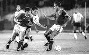 11 June 1990; Kevin Sheedy, left, and Mick McCarthy of Republic of Ireland in action against Peter Beardsley of England during the FIFA World Cup 1990 Group F match between England and Republic of Ireland at Stadio Sant'Elia in Cagliari, Italy. Photo by Ray McManus/Sportsfile