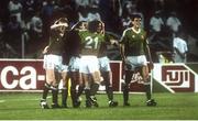 11 June 1990; Kevin Sheedy of Republic of Ireland, 2nd from left, celebrates after scoring his side's goal with team-mates Steve Staunton, Ray Houghton, Andy Townsend and Tony Cascarino during the FIFA World Cup 1990 Group F match between England and Republic of Ireland at Stadio Sant'Elia in Cagliari, Italy. Photo by Ray McManus/Sportsfile