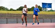 11 June 2020; Irish middle distance runner Nadia Power, left, and training partner Lauren Tinkler during a training session at Morton Stadium in Santry, Dublin.  Photo by Sam Barnes/Sportsfile