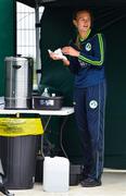 11 June 2020; Gaby Lewis washes her hands during a training session at the Cricket Ireland High Performance Training Centre on the Sport Ireland Campus in Dublin. In accordance with Cricket Ireland’s Coronavirus (COVID-19) Safe Return to Training Protocols, more than 30 of Ireland’s elite cricketers returned to training this week at three dedicated hubs across the country, at Dublin, Belfast and Bready. Both senior men’s and women’s squads undertook modified training sessions in line with Government guidelines following the outbreak of the Coronavirus (COVID-19) pandemic. Photo by Seb Daly/Sportsfile