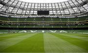 14 June 2020; A general view of the Aviva Stadium in Dublin. Monday 15 June 2020 was the scheduled date for the opening game in Dublin of UEFA EURO 2020, the Group E opener between Poland and Play-off B Winner. UEFA EURO 2020, to be held in 12 European cities across 12 UEFA countries, was originally scheduled to take place from 12 June to 12 July 2020. On 17 March 2020, UEFA announced that the tournament would be delayed by a year due to the COVID-19 pandemic in Europe, and proposed it take place from 11 June to 11 July 2021. Photo by Stephen McCarthy/Sportsfile