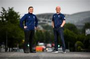 14 June 2020; Karolina Wiktorowska, UEFA EURO 2020 Volunteer, and Paul Martyn, UEFA EURO 2020 Volunteer Manager, pose for a portrait near the Aviva Stadium in Dublin. Monday 15 June 2020 was the scheduled date for the opening game in Dublin of UEFA EURO 2020, the Group E opener between Poland and Play-off B Winner. UEFA EURO 2020, to be held in 12 European cities across 12 UEFA countries, was originally scheduled to take place from 12 June to 12 July 2020. On 17 March 2020, UEFA announced that the tournament would be delayed by a year due to the COVID-19 pandemic in Europe, and proposed it take place from 11 June to 11 July 2021. Photo by Stephen McCarthy/Sportsfile