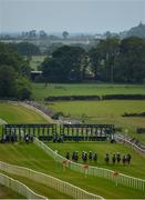 15 June 2020; A view of the field during the Global Rossie Day On 21st June Handicap at Roscommon Racecourse in Roscommon. Horse racing has been allowed to resume from June 8 under the Irish Government’s Roadmap for Reopening of Society and Business following strict protocols of social distancing and hand sanitisation among others allowing it to return in a phased manner, having been suspended from March 25 due to the Irish Government's efforts to contain the spread of the Coronavirus (COVID-19) pandemic. Photo by Seb Daly/Sportsfile