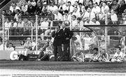 17 June 1990; Republic of Ireland manager Jack Charlton and assistant manager Mauruice Setters, left, look on during the FIFA World Cup 1990 Group F match between Republic of Ireland and Egypt at Stadio La Favorita in Palermo, Italy. Photo by Ray McManus/Sportsfile