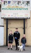 17 June 2020; Gara, age 8, Oran, age 10, and Quin McCloskey, age 4, with their dog Dailish, members of St. Canice’s GAA Club in Dungiven, Derry, after participating in the #DUNGIVENFIVE community challenge as GAA clubs nationwide help out their local communities during restrictions imposed by the Irish and British Governments in an effort to contain the spread of the Coronavirus (COVID-19) pandemic. GAA facilities reopened on Monday June 8 for the first time since March 25 with club matches provisionally due to start on July 31 and intercounty matches due to to take place no sooner that October 17. Photo by Stephen McCarthy/Sportsfile