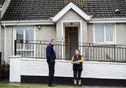 17 June 2020; Professional boxer and member of An Garda Síochána Niall Kennedy speaks with Crinion Park resident Pixie Beamish during a PPE drop-off while on duty out of Wicklow Garda Station. Photo by Stephen McCarthy/Sportsfile