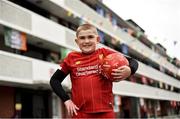 17 June 2020; NOW TV surprised Liverpool superfan Sean McCabe (11) and the residents of Canon Mooney Gardens in Ringsend with a special message from Liverpool legend Jamie Carragher. To show its appreciation for their enduring community spirit, NOW TV also gifted all residents with NOW TV Sky Sports Passes so that they can watch the returning football games. Premier League action returns with a double-header today and all the action is available to stream on NOW TV. Pictured is Sean McCabe in Canon Mooney Gardens in Dublin. Photo by Sam Barnes/Sportsfile