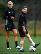 19 June 2020; Naima Chemaou, right, and Stephanie Roche during a Peamount United squad training session in Greenogue in Newcastle, Dublin. Following approval from the Football Association of Ireland and the Irish Government, a number of national league teams have been allowed to resume collective training. On March 12, the FAI announced the cessation of all football under their jurisdiction upon directives from the Irish Government, the Department of Health and UEFA, in an effort to contain the spread of the Coronavirus (COVID-19) pandemic. Photo by David Fitzgerald/Sportsfile