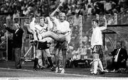 21 June 1990; Republic of Ireland players, from left, Gerry Peyton, John Byrne, David Kelly and John Sheridan celebrate their side's equalising goal during the FIFA World Cup 1990 Group F match between Republic of Ireland and Netherlands at Stadio La Favorita in Palermo, Italy. Photo by Ray McManus/Sportsfile