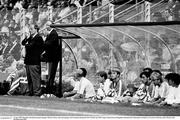 21 June 1990; Republic of Ireland assistant manager Maurice Setters, left, and manager Jack Charlton during the FIFA World Cup 1990 Group F match between Republic of Ireland and Netherlands at Stadio La Favorita in Palermo, Italy. Photo by Ray McManus/Sportsfile