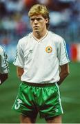 21 June 1990; Steve Staunton of Republic of Ireland ahead of the FIFA World Cup 1990 Group F match between Republic of Ireland and Netherlands at Stadio La Favorita in Palermo, Italy. Photo by Ray McManus/Sportsfile