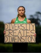 21 June 2020; Irish middle distance runner Nadia Power at Morton Stadium in Santry, Dublin. To The New Generation is a series of portraits of Black athletes in Ireland, representing their communities and families, and in some instances Ireland, in a variety of sports, including athletics, basketball, GAA, rugby and soccer. Their stories reflect a contemporary and multicultural Ireland and Ireland’s place in the world, moving more and more from an emigrant nation to an immigrant nation offering hope and a life to many people from beyond our shores. Photo by Ramsey Cardy/Sportsfile