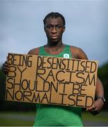 21 June 2020; High jumper Nelvin Appiah in Longford. To The New Generation is a series of portraits of Black athletes in Ireland, representing their communities and families, and in some instances Ireland, in a variety of sports, including athletics, basketball, GAA, rugby and soccer. Their stories reflect a contemporary and multicultural Ireland and Ireland’s place in the world, moving more and more from an emigrant nation to an immigrant nation offering hope and a life to many people from beyond our shores. Photo by Ramsey Cardy/Sportsfile