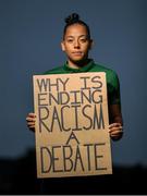 21 June 2020; Republic of Ireland and Brighton & Hove Albion soccer player Rianna Jarrett in Citywest, Dublin. To The New Generation is a series of portraits of Black athletes in Ireland, representing their communities and families, and in some instances Ireland, in a variety of sports, including athletics, basketball, GAA, rugby and soccer. Their stories reflect a contemporary and multicultural Ireland and Ireland’s place in the world, moving more and more from an emigrant nation to an immigrant nation offering hope and a life to many people from beyond our shores. Photo by Ramsey Cardy/Sportsfile