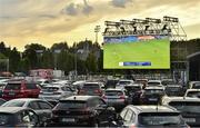 21 June 2020; A general view of Irish soccer supporters watching the English Premier League merseyside derby match between Everton and Liverpool at Goodison Park from a Drive In Theatre showing the game on Sky TV at the RDS Arena in Dublin. Due to the restrictions imposed by both Governments on non essential travel to help contain the spread of the Coronavirus (COVID-19) pandemic, supporters have not discouraged from travelling. Research published in 2015 estimated that out of 800,000 people that travelled to the UK to watch a football game every year, 121,000 travelled from Ireland. Photo by David Fitzgerald/Sportsfile