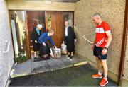 22 June 2020; Monaleen GAA player Daniel Power delivers shopping to The Sisters of the Little Company of Mary from left, Sister Alice Culhane, Sister Breda Conway and Sister Denise Maher in Milford, Limerick. GAA clubs nationwide help out their local communities during restrictions imposed by the Irish Government in an effort to contain the spread of the Coronavirus (COVID-19) pandemic. GAA facilities reopened on Monday June 8 for the first time since March 25 with club matches provisionally due to start on July 31 and intercounty matches due to to take place no sooner that October 17. Photo by Eóin Noonan/Sportsfile