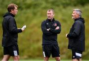 23 June 2020; Dundalk management, from left, manager Vinny Perth, newly appointed assistant manager Alan Reynolds and first team coach John Gill during a Dundalk training session at Oriel Park in Dundalk, Louth. Following approval from the Football Association of Ireland and the Irish Government, the four European qualified SSE Airtricity League teams resumed collective training. On March 12, the FAI announced the cessation of all football under their jurisdiction upon directives from the Irish Government, the Department of Health and UEFA, due to the outbreak of the Coronavirus (COVID-19) pandemic. Photo by Ben McShane/Sportsfile
