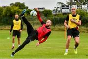 23 June 2020; Chris Shields, left, in action against Georgie Kelly during a Dundalk training session at Oriel Park in Dundalk, Louth. Following approval from the Football Association of Ireland and the Irish Government, the four European qualified SSE Airtricity League teams resumed collective training. On March 12, the FAI announced the cessation of all football under their jurisdiction upon directives from the Irish Government, the Department of Health and UEFA, due to the outbreak of the Coronavirus (COVID-19) pandemic. Photo by Ben McShane/Sportsfile