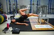 23 June 2020; Republic of Ireland international Chloe Mustaki during a rehabilitation session at the Sport Ireland Campus in Dublin following an ACL operation after picking up an injury during a Republic of Ireland women's team training session in March. Photo by Stephen McCarthy/Sportsfile