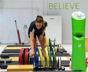 23 June 2020; Republic of Ireland international Chloe Mustaki during a rehabilitation session at the Sport Ireland Campus in Dublin following an ACL operation after picking up an injury during a Republic of Ireland women's team training session in March. Photo by Stephen McCarthy/Sportsfile