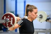 23 June 2020; Republic of Ireland international Chloe Mustaki during a rehabilitation session at the Sport Ireland Campus in Dublin following an ACL operation after picking up an injury during a Republic of Ireland women's team training session in March. Photo by Stephen McCarthy/Sportsfile