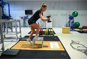 23 June 2020; Republic of Ireland international Chloe Mustaki during a rehabilitation session at the Sport Ireland Campus in Dublin following an ACL operation after picking up an injury during a Republic of Ireland women's team training session in March. Photo by Stephen McCarthy/Sportsfile