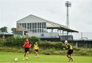 23 June 2020; Dundalk players, from left, Taner Dogan, Michael Duffy and Daniel Cleary during a Dundalk training session at Oriel Park in Dundalk, Louth. Following approval from the Football Association of Ireland and the Irish Government, the four European qualified SSE Airtricity League teams resumed collective training. On March 12, the FAI announced the cessation of all football under their jurisdiction upon directives from the Irish Government, the Department of Health and UEFA, due to the outbreak of the Coronavirus (COVID-19) pandemic. Photo by Ben McShane/Sportsfile