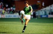 25 June 1990; David O'Leary of Republic of Ireland during the FIFA World Cup 1990 Round of 16 match between Republic of Ireland and Romania at the Stadio Luigi Ferraris in Genoa, Italy. Photo by Ray McManus/Sportsfile