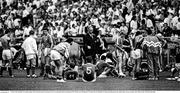 25 June 1990; Republic of Ireland manager Jack Charlton speaks to his players prior to the penalty shoot out during the FIFA World Cup 1990 Round of 16 match between Republic of Ireland and Romania at the Stadio Luigi Ferraris in Genoa, Italy. Photo by Ray McManus/Sportsfile