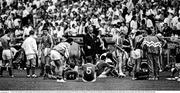 25 June 1990; Republic of Ireland manager Jack Charlton speaks to his players prior to the penalty shoot out during the FIFA World Cup 1990 Round of 16 match between Republic of Ireland and Romania at the Stadio Luigi Ferraris in Genoa, Italy. Photo by Ray McManus/Sportsfile