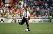 25 June 1990; Republic of Ireland manager Jack Charlton prior to the FIFA World Cup 1990 Round of 16 match between Republic of Ireland and Romania at the Stadio Luigi Ferraris in Genoa, Italy. Photo by Ray McManus/Sportsfile