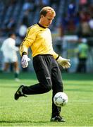 25 June 1990; Republic of Ireland substitute goalkeeper Gerry Peyton warms up prior to the FIFA World Cup 1990 Round of 16 match between Republic of Ireland and Romania at the Stadio Luigi Ferraris in Genoa, Italy. Photo by Ray McManus/Sportsfile