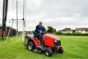 24 June 2020; Groundsman Criostoir Mac Cionnaith cuts the grass ahead of training sessions this evening at Setanta GAA Club in Ballymun, Dublin. Following approval from the GAA and the Irish Government, the GAA released its safe return to play protocols, allowing pitches to be opened for non contact training on 24 June and for training and challenge games to resume from 29 June. On March 25, the GAA announced the cessation of all GAA activities and closures of all GAA facilities under their jurisdiction upon directives from the Irish Government in an effort to contain the Coronavirus (COVID-19) pandemic. Photo by Seb Daly/Sportsfile