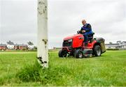 24 June 2020; Groundsman Criostoir Mac Cionnaith cuts the grass ahead of training sessions this evening at Setanta GAA Club in Ballymun, Dublin. Following approval from the GAA and the Irish Government, the GAA released its safe return to play protocols, allowing pitches to be opened for non contact training on 24 June and for training and challenge games to resume from 29 June. On March 25, the GAA announced the cessation of all GAA activities and closures of all GAA facilities under their jurisdiction upon directives from the Irish Government in an effort to contain the Coronavirus (COVID-19) pandemic. Photo by Seb Daly/Sportsfile