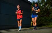 24 June 2020; Siobhán Killeen, left, and Niamh Hetherton sanitise their hands on their arrival to a Clontarf GAA Club training session at St Anne's Park in Clontarf, Dublin. Following approval from the GAA and the Irish Government, the GAA released its safe return to play protocols, allowing pitches to be opened for non contact training on 24 June and for training and challenge games to resume from 29 June. On March 25, the GAA announced the cessation of all GAA activities and closures of all GAA facilities under their jurisdiction upon directives from the Irish Government in an effort to contain the Coronavirus (COVID-19) pandemic. Photo by David Fitzgerald/Sportsfile