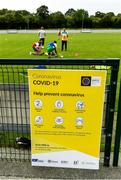 25 June 2020; A general view of a sign during a Glenswilly GAA Club training session at Glenkerragh in Donegal. Following approval from the GAA and the Irish Government, the GAA released its safe return to play protocols, allowing pitches to be opened for non contact training on 24 June and for training and challenge games to resume from 29 June. On March 25, the GAA announced the cessation of all GAA activities and closures of all GAA facilities under their jurisdiction upon directives from the Irish Government in an effort to contain the Coronavirus (COVID-19) pandemic. Photo by Oliver McVeigh/Sportsfile