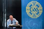 26 June 2020; Uachtarán Chumann Lúthchleas Gael John Horan, makes the draw for the Nicky Rackard Cup during the GAA fixtures press conference at Croke Park in Dublin. The GAA announced that inter-county fixtures will resume on October 17. Following approval from the GAA and the Irish Government, the GAA released its safe return to play protocols, allowing pitches to be opened for training and challenge games from 29 June. On March 25, the GAA announced the cessation of all GAA activities and closures of all GAA facilities under their jurisdiction upon directives from the Irish Government in an effort to contain the Coronavirus (COVID-19) pandemic. Photo by Ramsey Cardy/Sportsfile