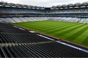 26 June 2020; A general view of Croke Park in Dublin. The GAA announced that inter-county fixtures will resume on October 17. Following approval from the GAA and the Irish Government, the GAA released its safe return to play protocols, allowing pitches to be opened for training and challenge games from 29 June. On March 25, the GAA announced the cessation of all GAA activities and closures of all GAA facilities under their jurisdiction upon directives from the Irish Government in an effort to contain the Coronavirus (COVID-19) pandemic. Photo by Ramsey Cardy/Sportsfile