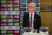 26 June 2020; Chairman of the Leinster Council of the GAA Pat Teehan during the Leinster Hurling and Football Championship Draws at Leinster Council offices on Mountmellick Road in Portlaoise, Laois. The GAA have announced that inter-county fixtures will resume with the final rounds of the Allianz Leagues on 17/18 October and the Munster and Leinster Hurling Championships on 24/25 October and Provincial Football Championships on weekend of 31October/1 November culminating with the All-Ireland Senior Hurling and Football Finals in December. On March 25, the GAA announced the cessation of all GAA activities and closures of all GAA facilities under their jurisdiction upon directives from the Irish Government in an effort to contain the Coronavirus (COVID-19) pandemic. Photo by Brendan Moran/Sportsfile