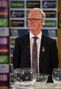 26 June 2020; Chairman of the Leinster Council of the GAA Pat Teehan during the Leinster Hurling and Football Championship Draws at Leinster Council offices on Mountmellick Road in Portlaoise, Laois. The GAA have announced that inter-county fixtures will resume with the final rounds of the Allianz Leagues on 17/18 October and the Munster and Leinster Hurling Championships on 24/25 October and Provincial Football Championships on weekend of 31October/1 November culminating with the All-Ireland Senior Hurling and Football Finals in December. On March 25, the GAA announced the cessation of all GAA activities and closures of all GAA facilities under their jurisdiction upon directives from the Irish Government in an effort to contain the Coronavirus (COVID-19) pandemic. Photo by Brendan Moran/Sportsfile