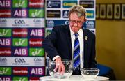 26 June 2020; Chairman of the Munster Council of the GAA Liam Lenihan during the Munster Hurling Championship Draw at Leinster Council offices on Mountmellick Road in Portlaoise, Laois. The GAA have announced that inter-county fixtures will resume with the final rounds of the Allianz Leagues on 17/18 October and the Munster and Leinster Hurling Championships on 24/25 October and Provincial Football Championships on weekend of 31October/1 November culminating with the All-Ireland Senior Hurling and Football Finals in December. On March 25, the GAA announced the cessation of all GAA activities and closures of all GAA facilities under their jurisdiction upon directives from the Irish Government in an effort to contain the Coronavirus (COVID-19) pandemic. Photo by Brendan Moran/Sportsfile