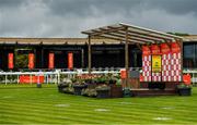 27 June 2020; A view of the podium and parade ring prior to racing on day two of the Dubai Duty Free Irish Derby Festival at The Curragh Racecourse in Kildare. Horse Racing continues behind closed doors following strict protocols having been suspended from March 25 due to the Irish Government's efforts to contain the spread of the Coronavirus (COVID-19) pandemic. Photo by Seb Daly/Sportsfile