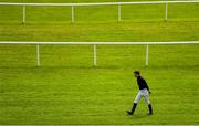 27 June 2020; Jockey Seamie Heffernan walks the course prior to racing on day two of the Dubai Duty Free Irish Derby Festival at The Curragh Racecourse in Kildare. Horse Racing continues behind closed doors following strict protocols having been suspended from March 25 due to the Irish Government's efforts to contain the spread of the Coronavirus (COVID-19) pandemic. Photo by Seb Daly/Sportsfile