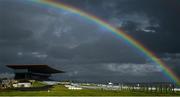 27 June 2020; A rainbow is seen over the Curragh Racecourse on day two of the Dubai Duty Free Irish Derby Festival at The Curragh Racecourse in Kildare. Horse Racing continues behind closed doors following strict protocols having been suspended from March 25 due to the Irish Government's efforts to contain the spread of the Coronavirus (COVID-19) pandemic. Photo by Harry Murphy/Sportsfile