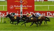 27 June 2020; Ancient Surprise, left, with Shane Foley up, crosses the line to win the Dubai Duty Free Finest Surprise Celebration Stakes during day two of the Dubai Duty Free Irish Derby Festival at The Curragh Racecourse in Kildare. Horse Racing continues behind closed doors following strict protocols having been suspended from March 25 due to the Irish Government's efforts to contain the spread of the Coronavirus (COVID-19) pandemic. Photo by Seb Daly/Sportsfile