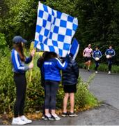 28 June 2020; Rory O'Connor of Rory Stories with members of Skryne GAA Club during the Solo For Livie Challenge in Ballymagarvey, Meath. The fundraising event is in support of 9 month old Livie Mulhern, from Balrath in Meath. Livie has been diagnosed with a rare and serious genetic neuromuscular condition called spinal muscular atrophy (SMA) type 1. SMA is caused by a gene deletion which results in deterioration of Livie’s nerve cells connecting her brain and spinal cord to her body’s muscles. The money raised from the event will be put towards a once-off gene therapy called Zolgensma, which is currently only available in the USA. It is the worlds most expensive treatment at a cost of $2,100,000. Photo by Ramsey Cardy/Sportsfile