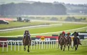 28 June 2020; Magical, with Seamie Heffernan up, left, on their way to winning the Alwasmiyah Pretty Polly Stakes race during day three of the Dubai Duty Free Irish Derby Festival at The Curragh Racecourse in Kildare. Horse Racing continues behind closed doors following strict protocols having been suspended from March 25 due to the Irish Government's efforts to contain the spread of the Coronavirus (COVID-19) pandemic. Photo by David Fitzgerald/Sportsfile